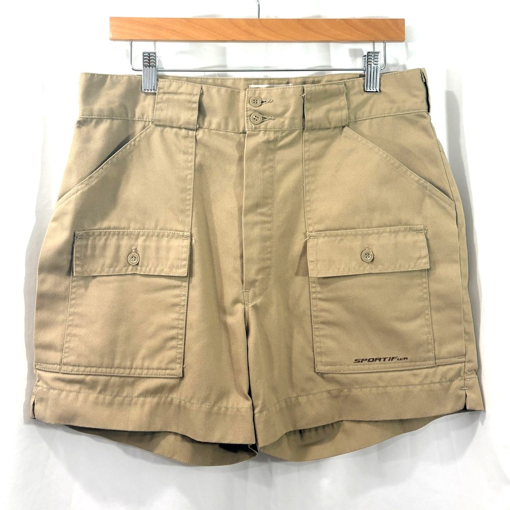 Vintage Sportif USA Khaki Cargo Shorts – Size 34, Sport Twill, Outdoor, Hiking